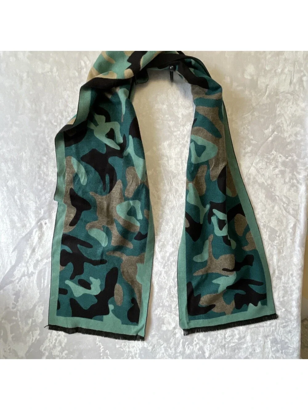 Mio Marino Men’s Cashmere Turq Camo Scarf 80”